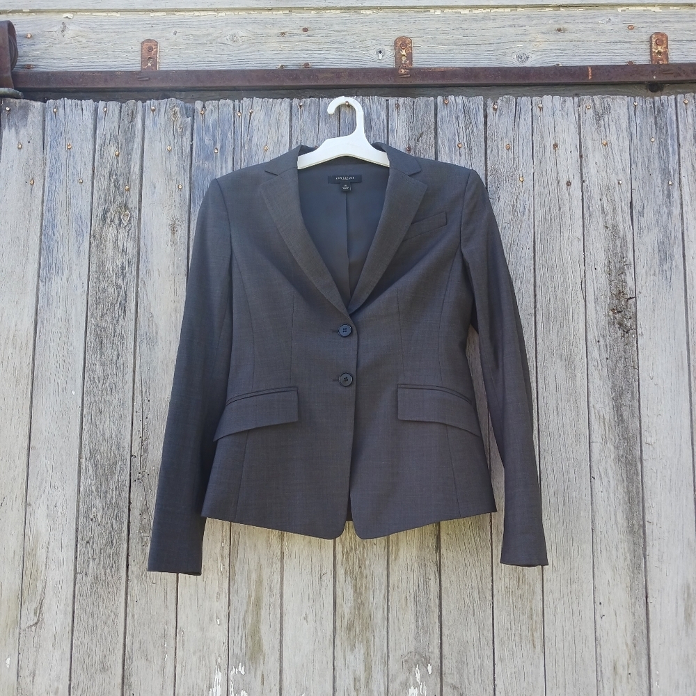 Ann Taylor Wool Blend Blazer‎ Jacket Black Womens Size 2 Business Casual Preppy